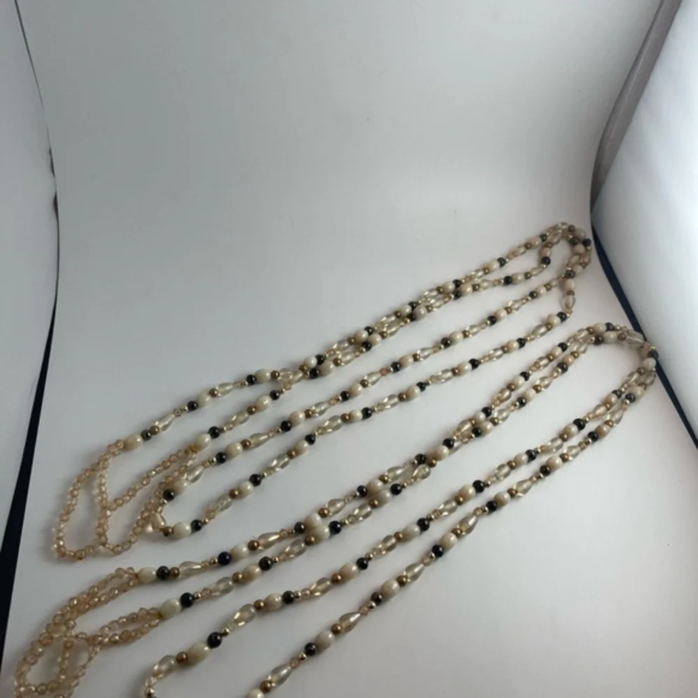 Tie Backs Glass Beads Lot of 2 Cream, Brown & Gold Curtain, Bath Towels Tie Back